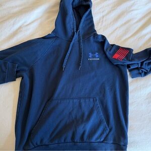 Under Armour Men's Navy Hoodie with Red Accent